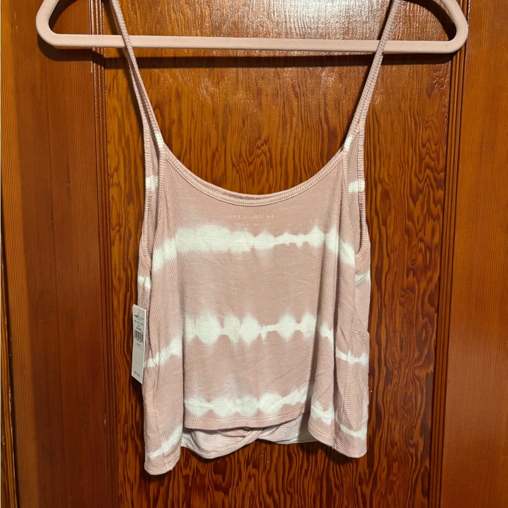 AMERICAN EAGLE NWT Cream and Baby Pink Tie Front Cropped Camisole - Picture 5 of 5